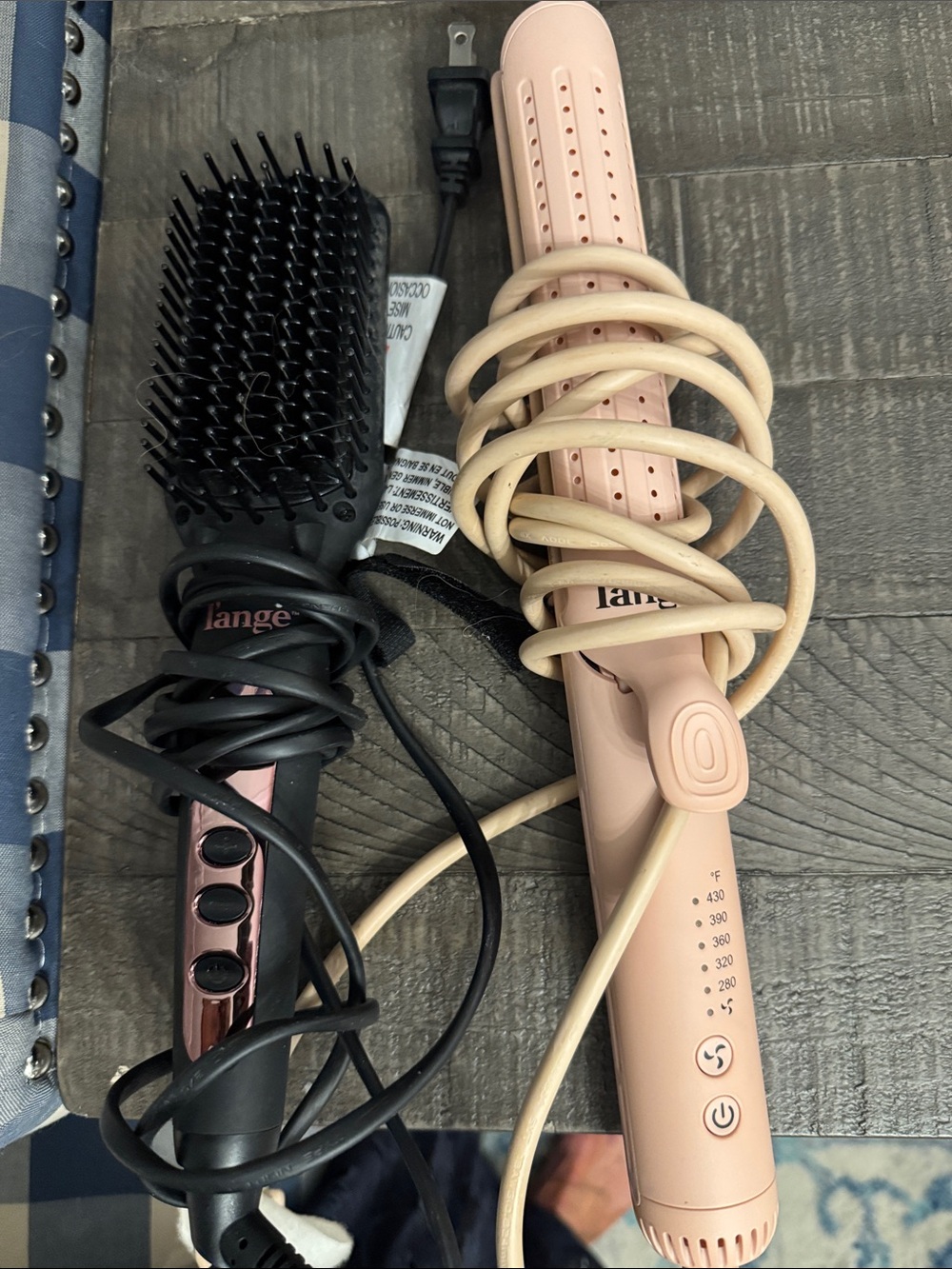 Lange Pink extra long and Black Hair Styling Brush & Straightener Set